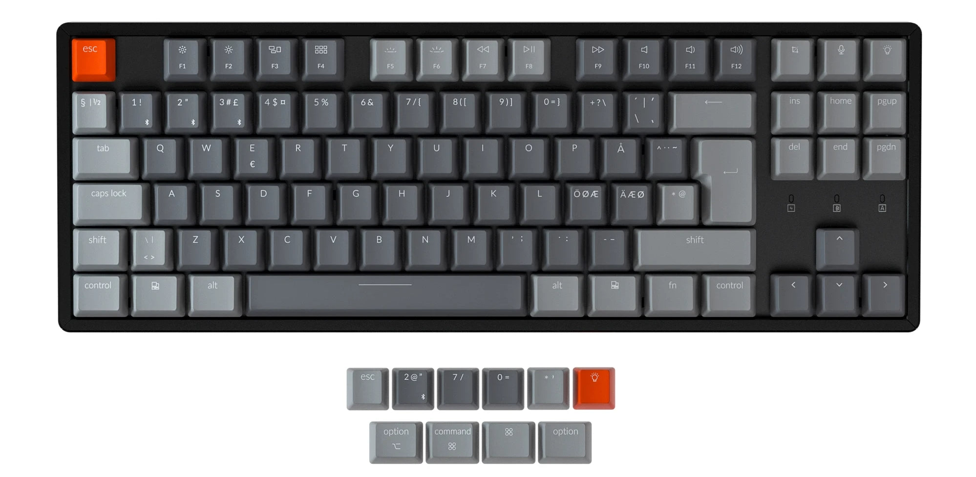 Keychron K8 Wireless Mechanical Keyboard Nordic ISO tenkeyless Gateron switch RGB backlit aluminum frame Hot swappable