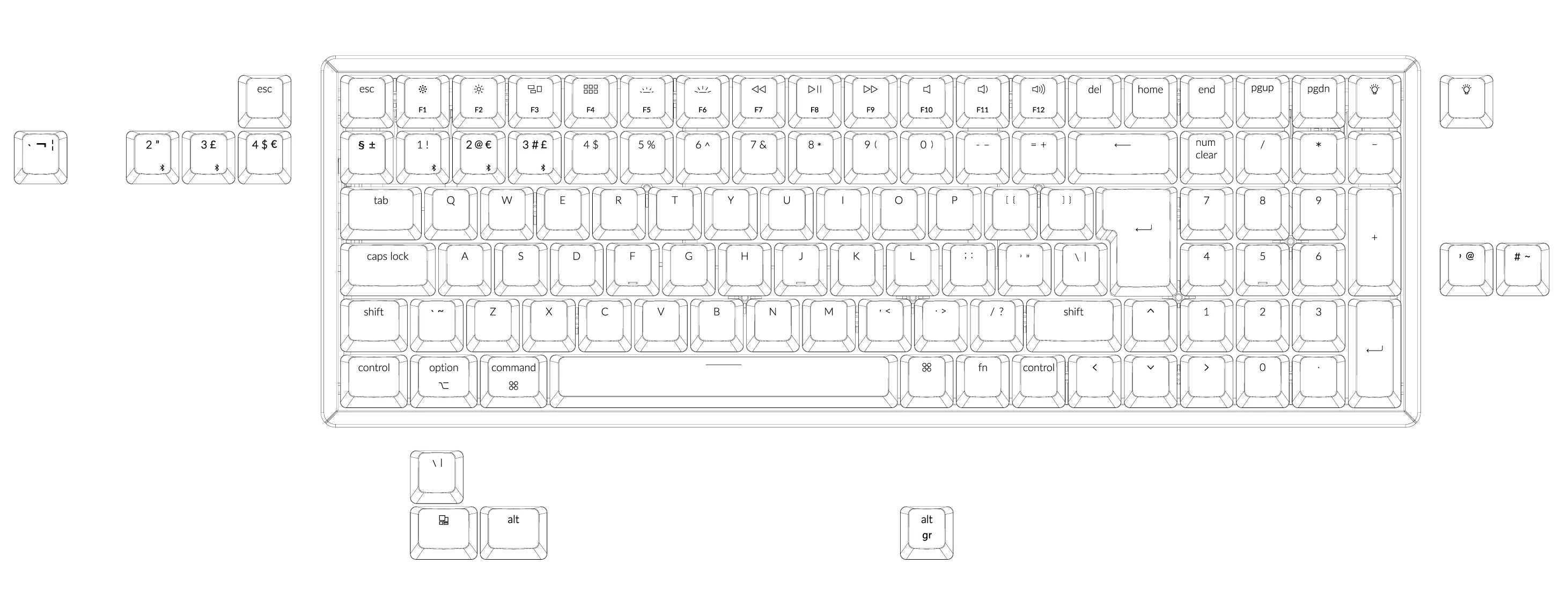 Keychron K4 96 percent wireless mechanical keyboard for Mac Windows Android - Gateron mechanical switch and LK optical switch 