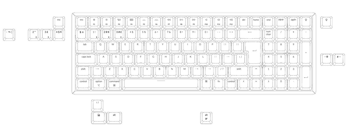 Keychron K4 96 percent wireless mechanical keyboard for Mac Windows Android - Gateron mechanical switch and LK optical switch 