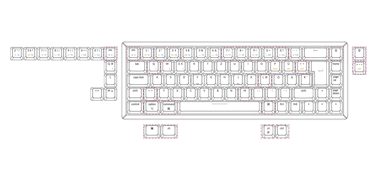 Keychron K6 65 percent compact wireless mechanical keyboard for Mac Windows German ISO-DE Layout Gateron mechanical LK optical switch and hot-swappable with RGB backlight aluminum frame layout and full compatible with Mac and Windows