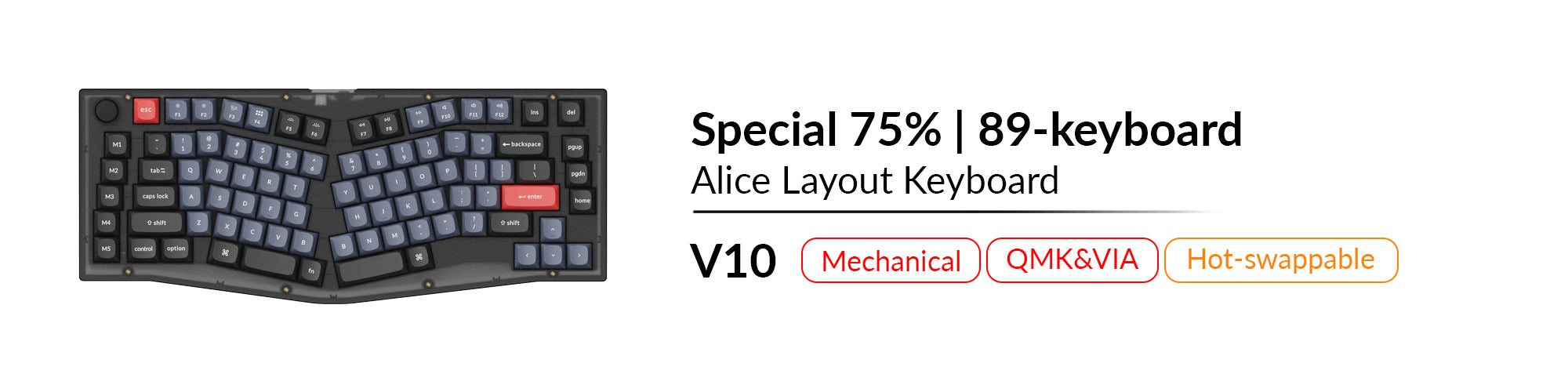 Keychron V10 Alice Layout QMK Custom Mechanical Keyboard