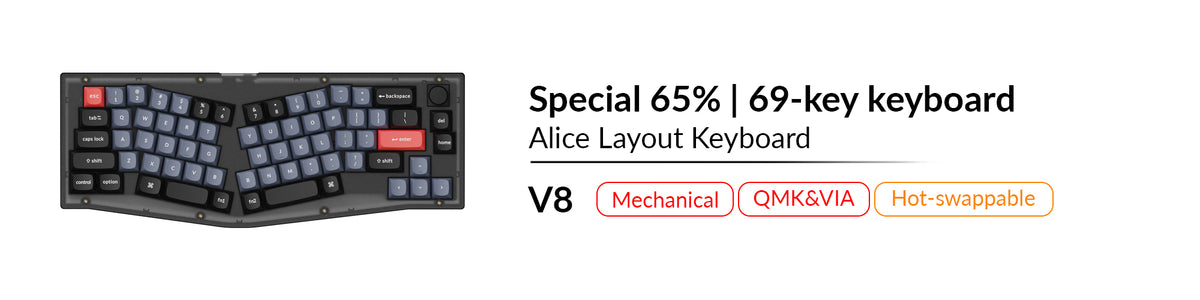 Keychron V8 Alice Layout QMK Custom Mechanical Keyboard