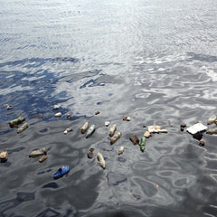 Plastic bottles floating on the surface of the ocean