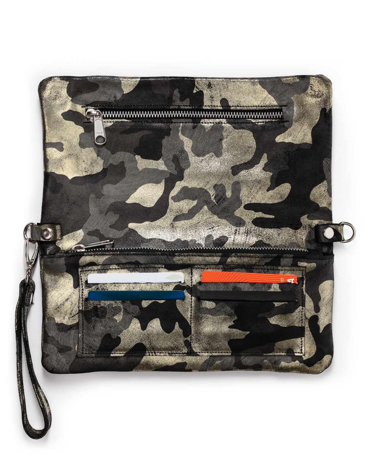 Crystal Cross Body: Black Gold Camouflage