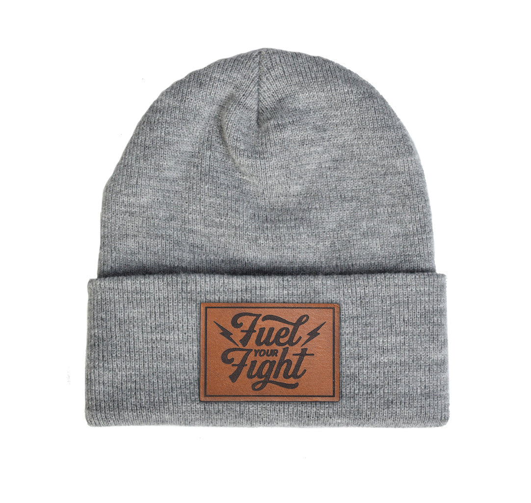 Image of Fuel Your Fight Leather Patch Cuff Beanie