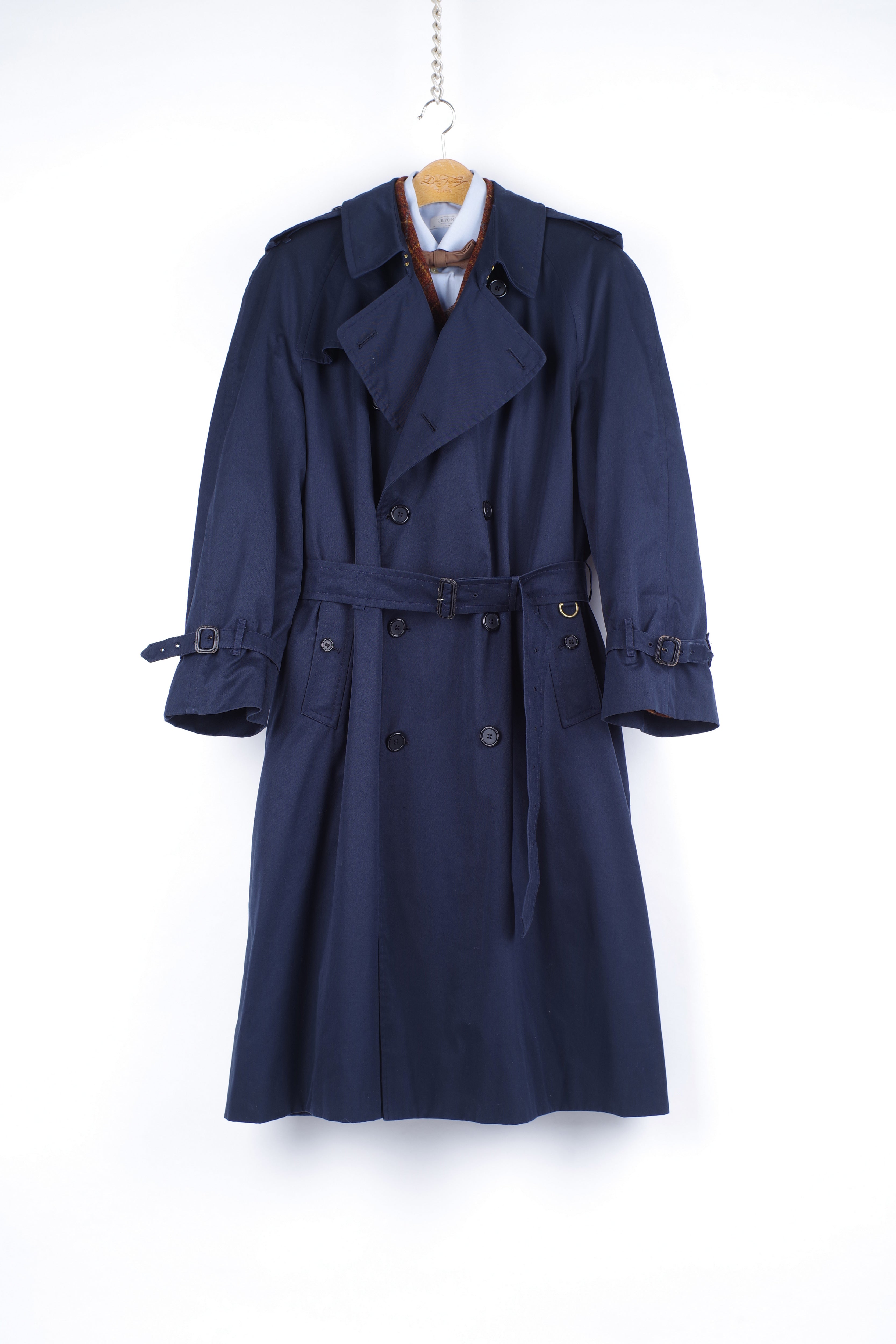 enke klap Daddy Burberry Vintage Navy Blue Trench Coat, Size REG 60, US 50R – SecondFirst
