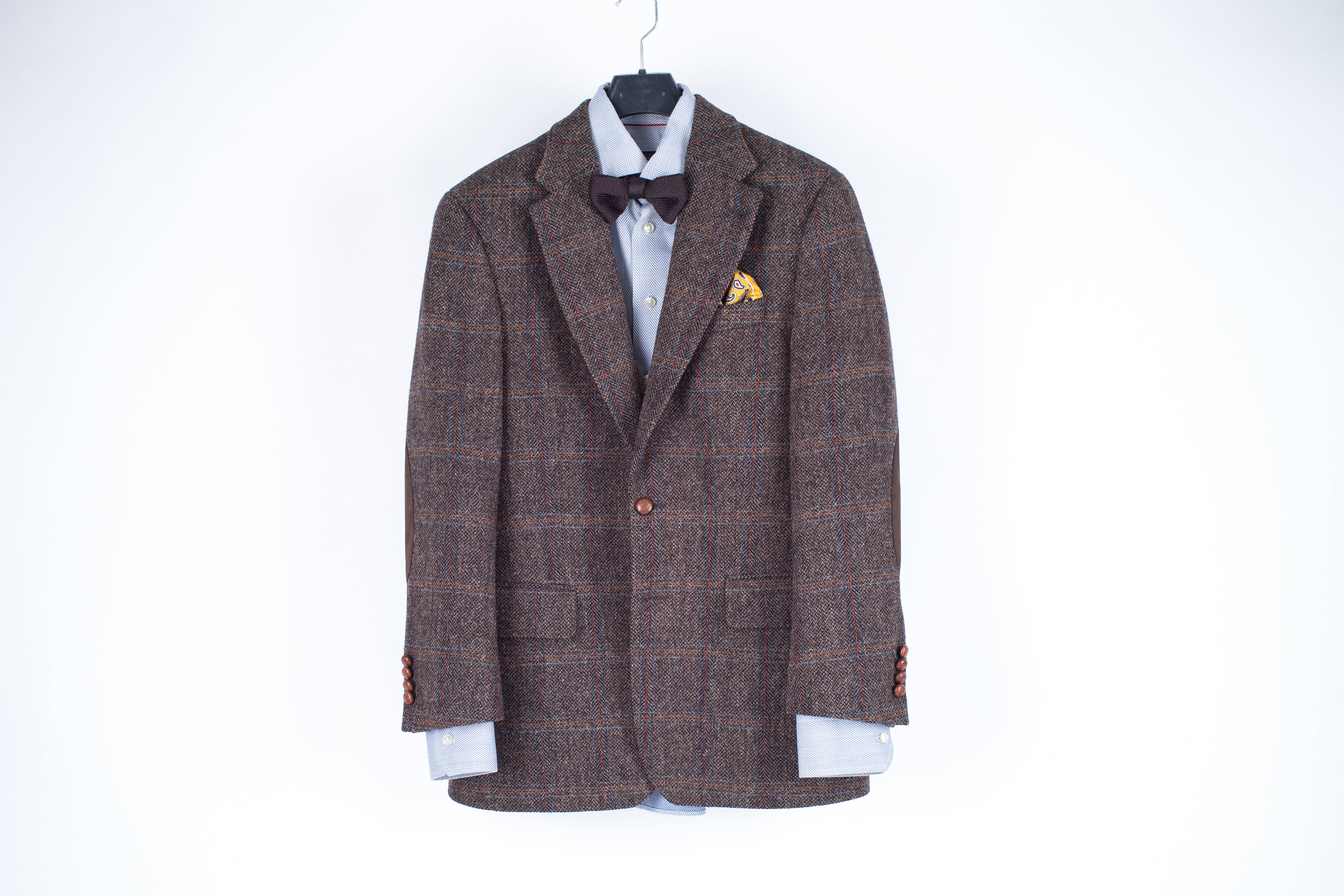 Harris Tweed for Mario Barutti Brown Superfine Wool Blazer, Size