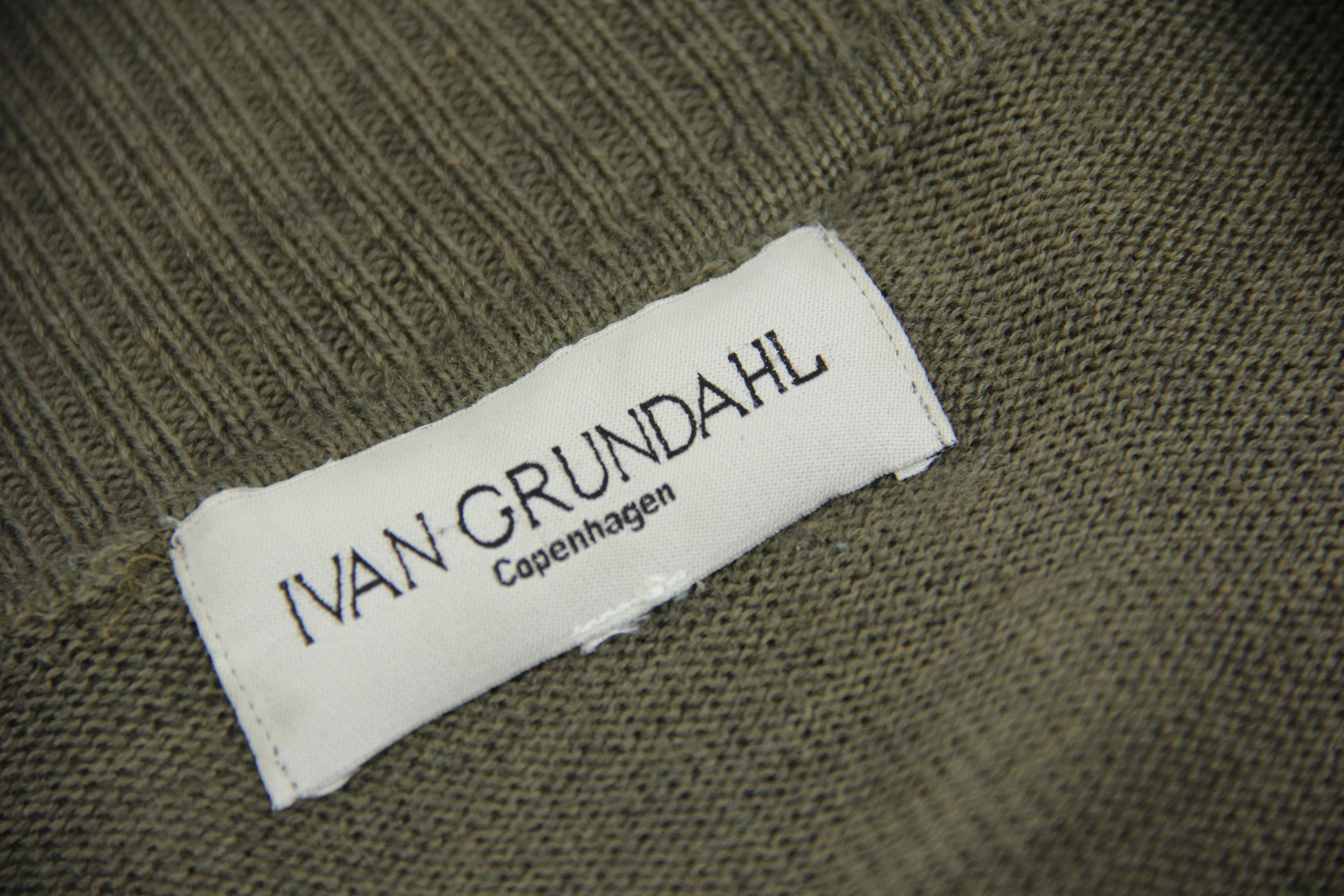 1) IVAN GRUNDAHL Oversized Khaki Green Merino Cardigan –