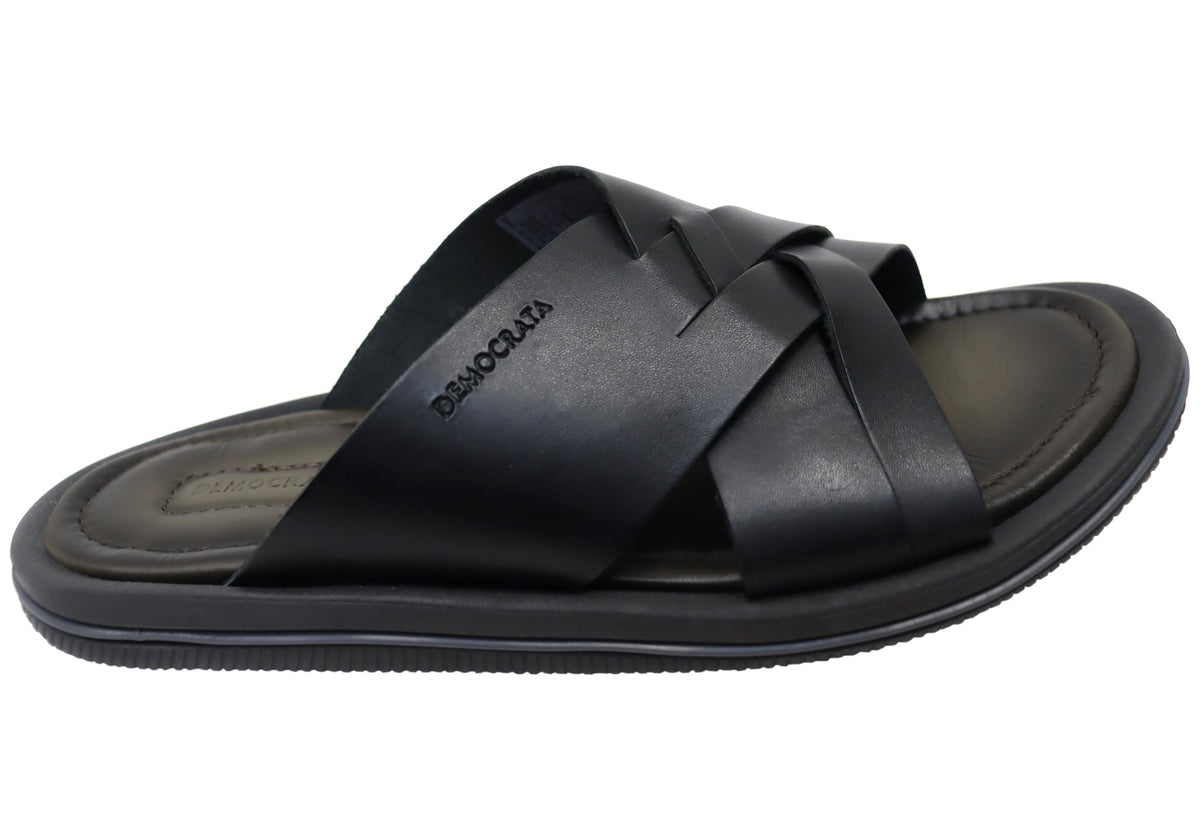 Democrata Pauly Mens Leather Comfortable Slide Sandals Made In Brazil ...