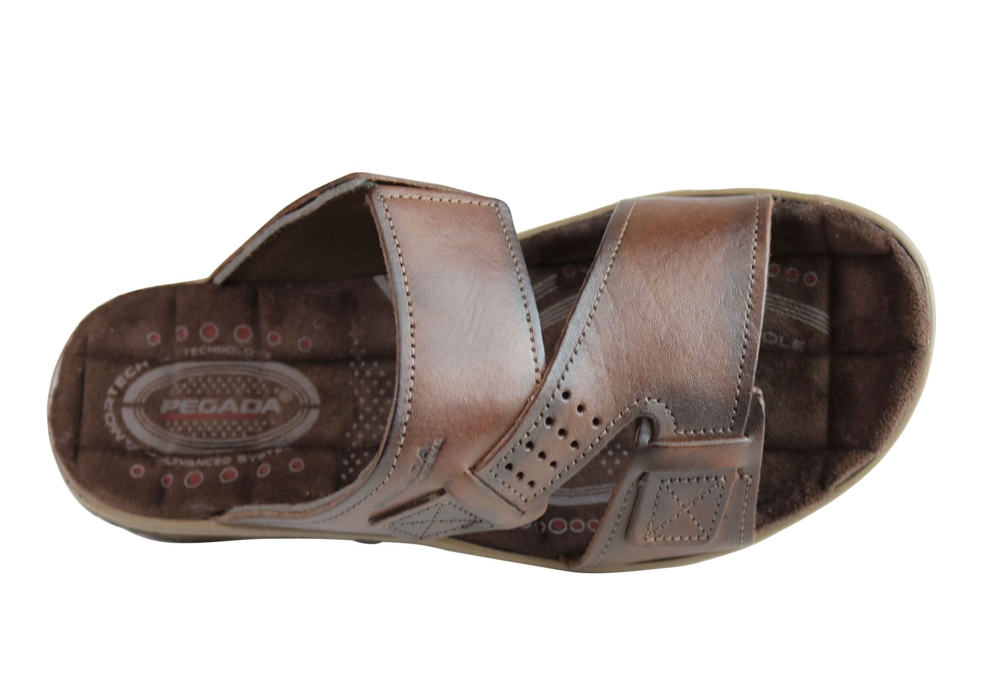 Pegada Andy Mens Leather Comfy Cushioned Slide Sandals Made In Brazil ...