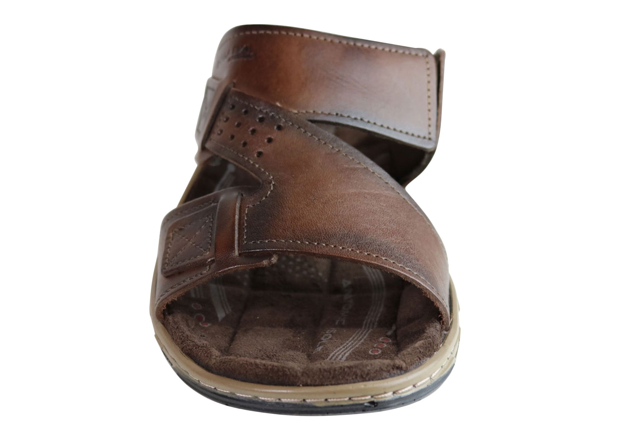 Pegada Andy Mens Leather Comfy Cushioned Slide Sandals Made In Brazil ...