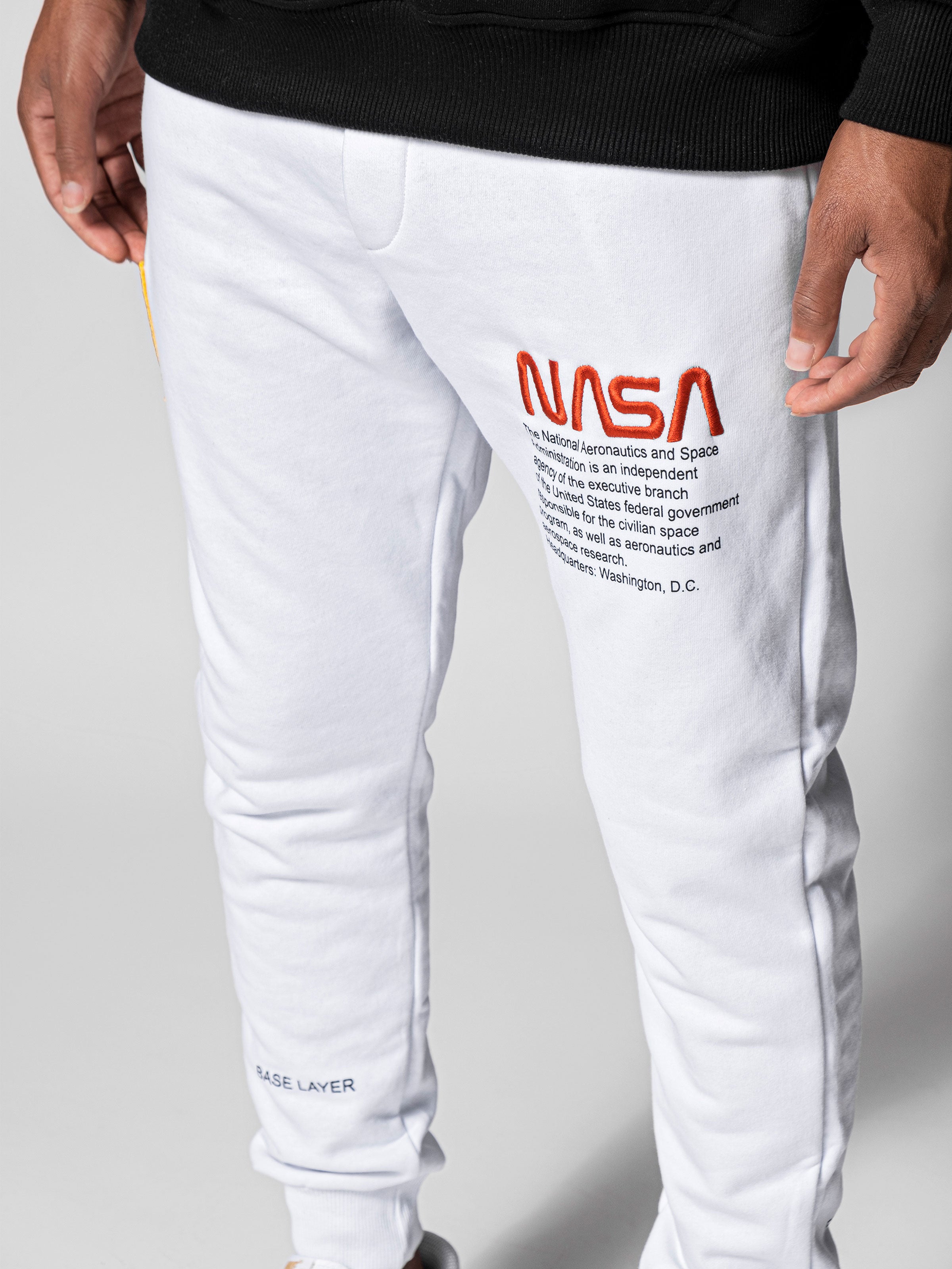 White NASA Sweatpants | Men's Streetwear Track Pants | Monocloth ...
