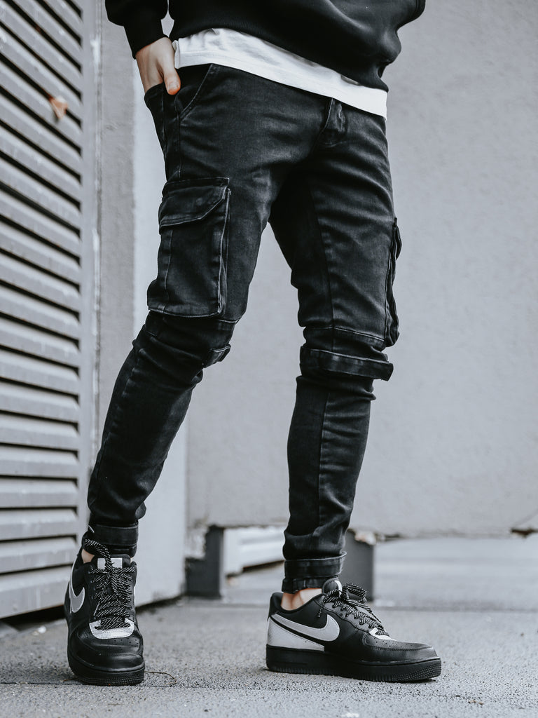 Black Skinny Cargo Pants | Men's Streetwear | Monocloth – Monocloth