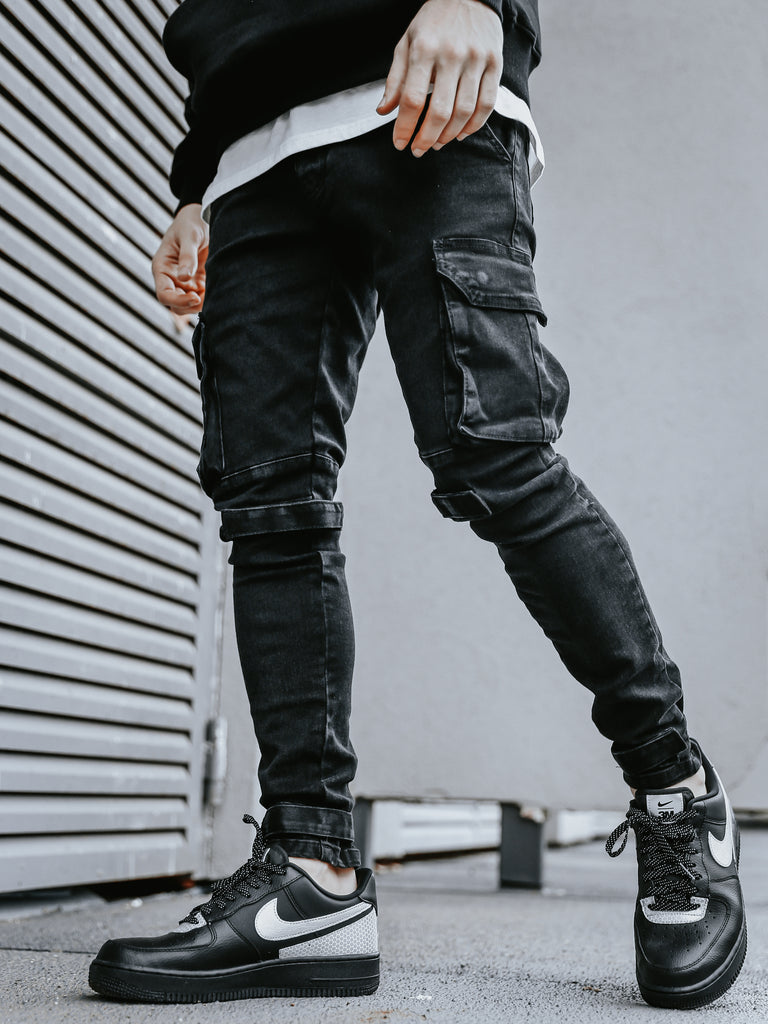 Black Skinny Cargo Pants | Men's Streetwear | Monocloth – Monocloth