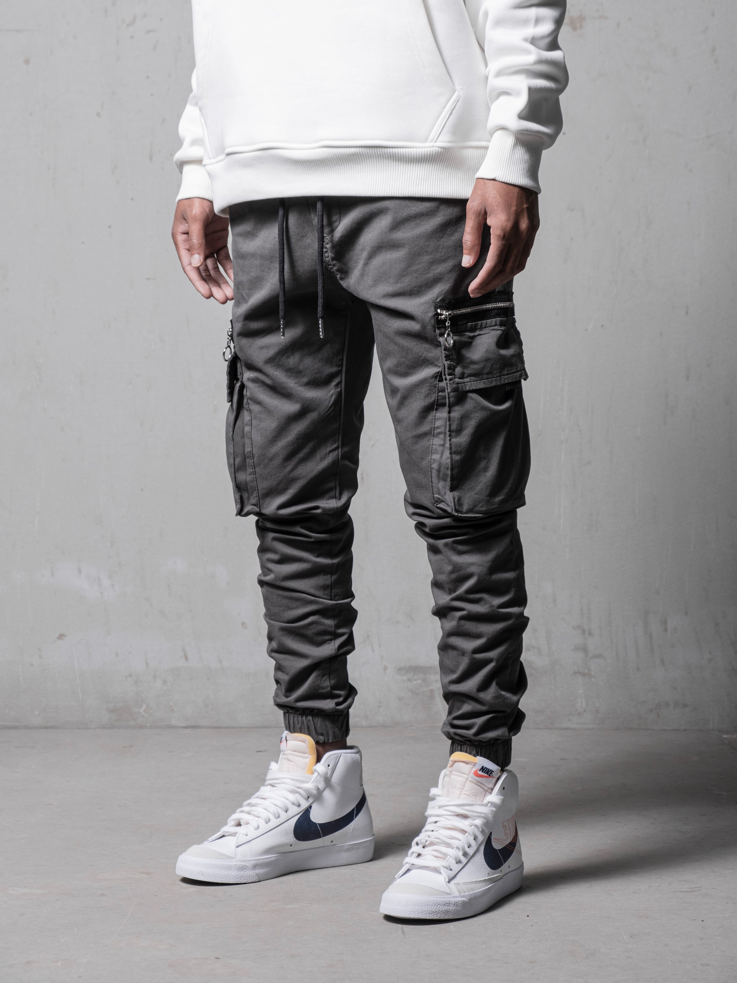 Grey Cargo Slim Fit Pants | Men's Streetwear Pants | Monocloth – Monocloth