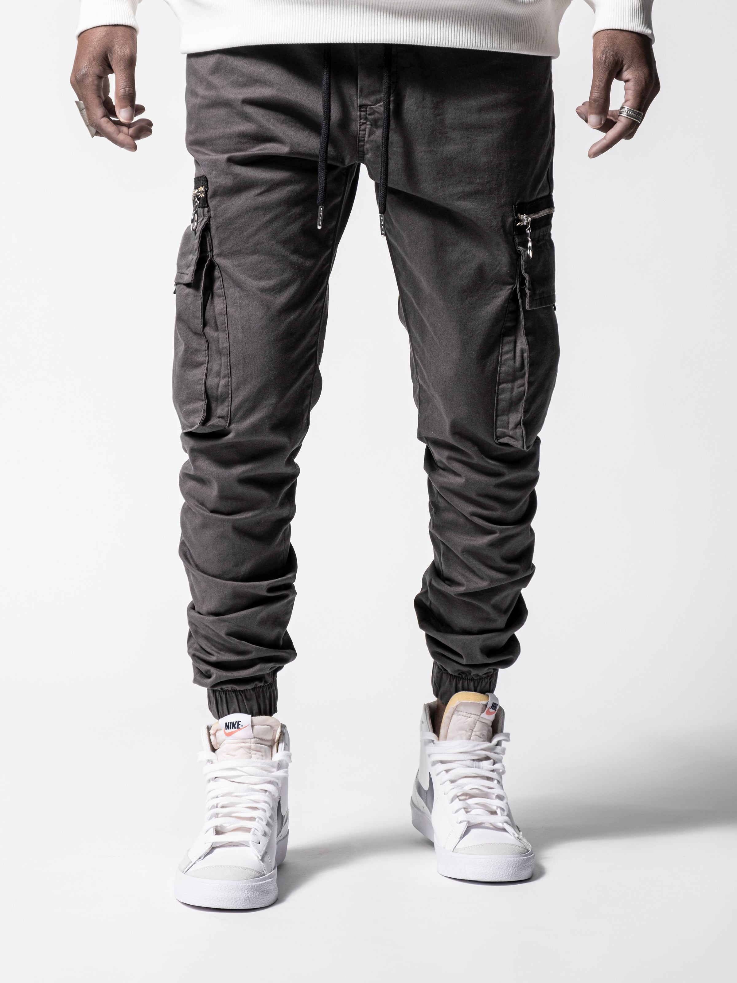 Grey Cargo Slim Fit Pants | Men's Streetwear Pants | Monocloth – Monocloth