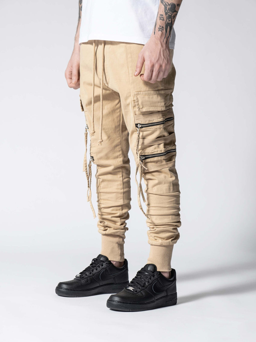 Beige Swish Cargo Pants | Men's Streetwear Cargo Pants | Monocloth ...