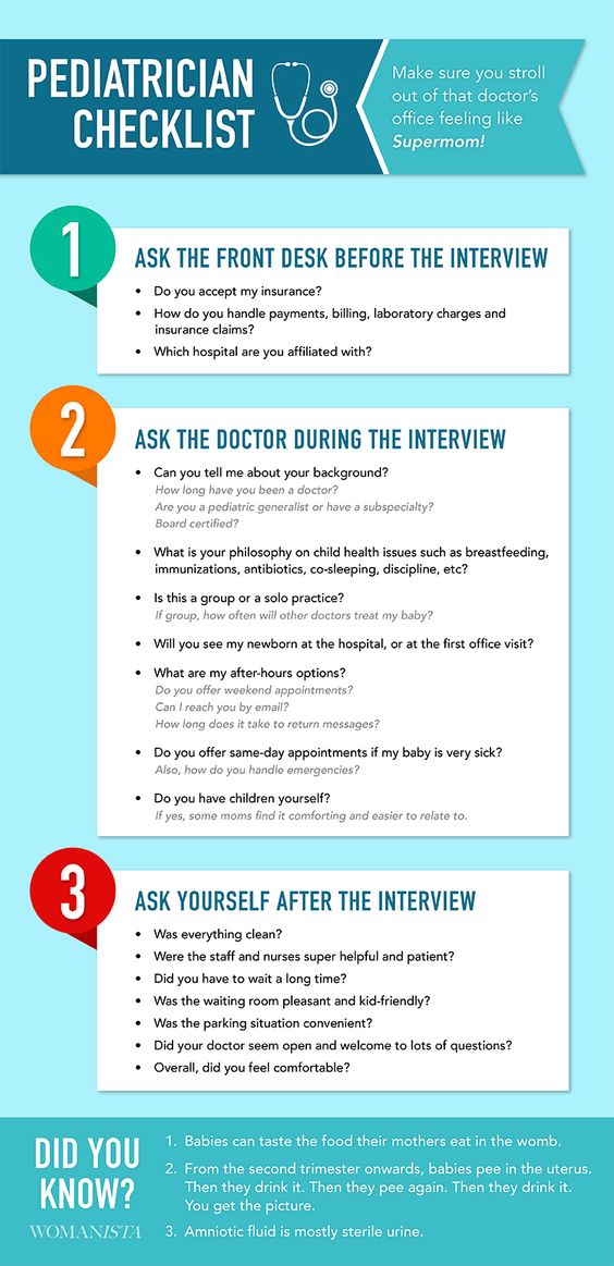 Pediatrican Checklist Dont head to the doctors office without this