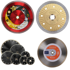 Turbo mesh and continuous diamond blades for cutting porcelain and ceramic tile