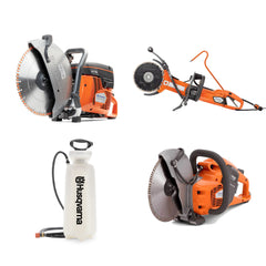 Husqvarna power cutters and pressurized water tank