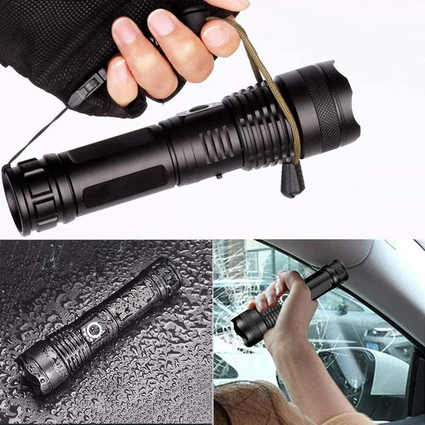 Bright LED Tactical Flashlight Waterproof Torch USB Rechargeable for Outdoors, Camping, Hunting, Fishing and Hiking.