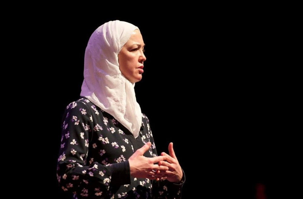 Dr. Ingrid Mattson standing and speaking