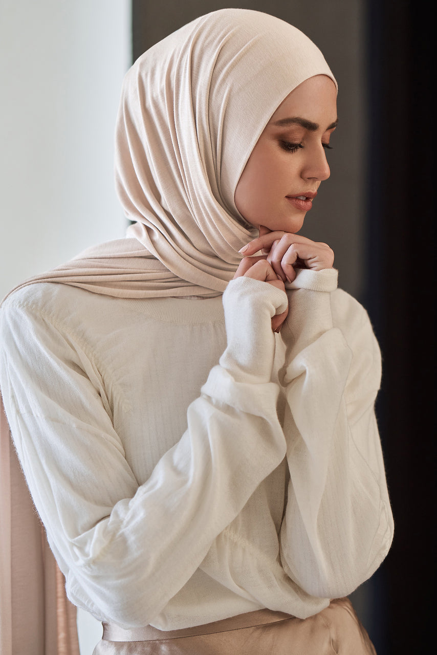 droefheid Symfonie modder Buttercream Premium Jersey Hijab - Haute Hijab