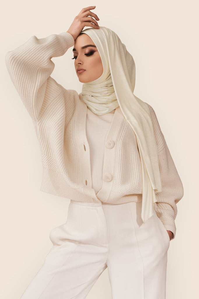 Ivory Premium Jersey Hijab – Haute Hijab