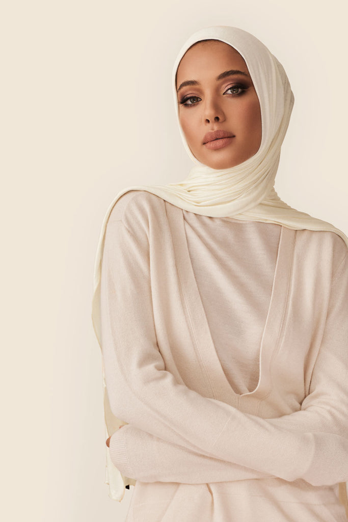 Ivory Premium Jersey  Hijab  Haute Hijab 