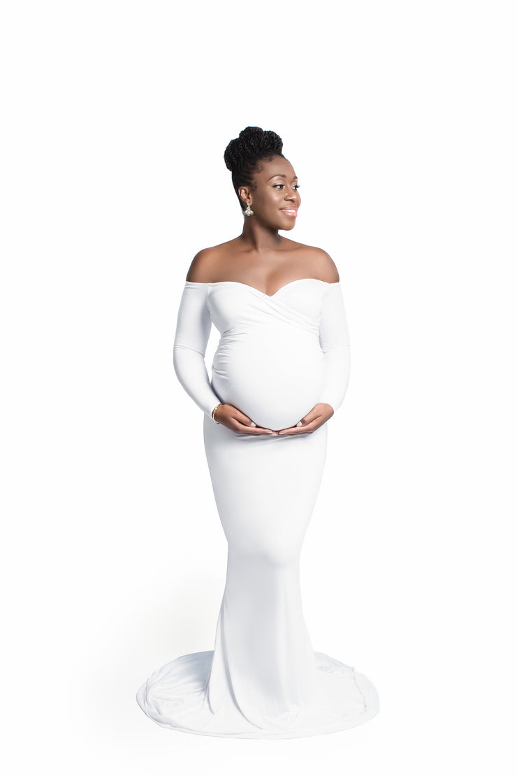 silver maternity dress