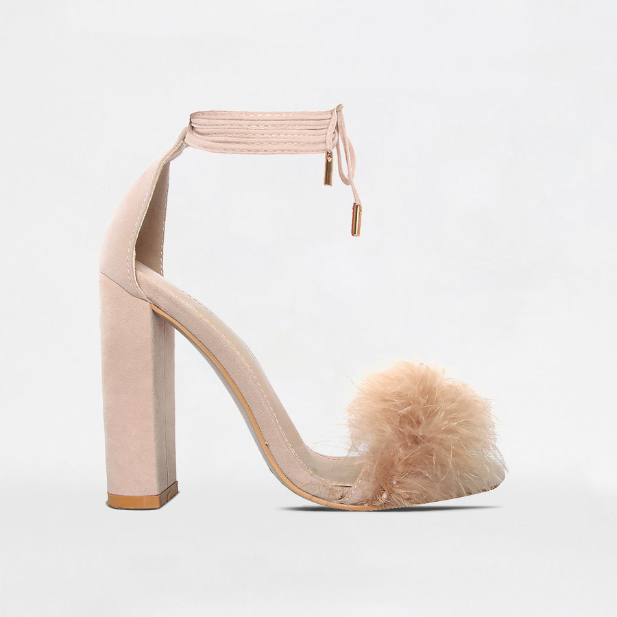 nude fur heels