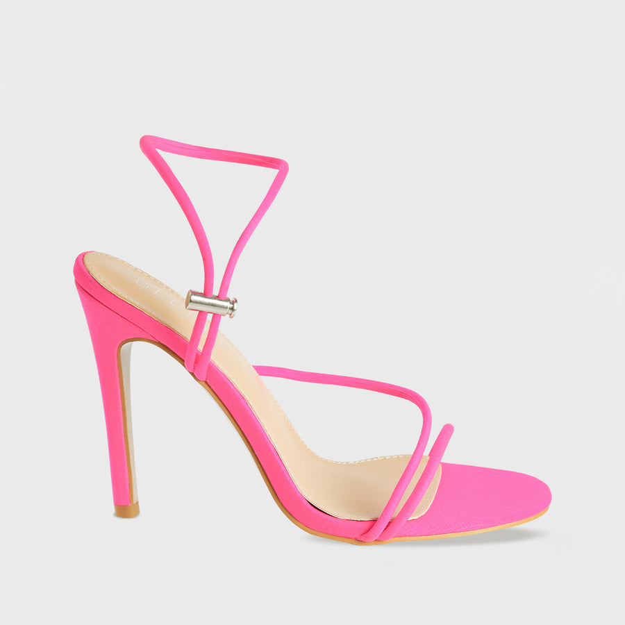 pink high heel mules