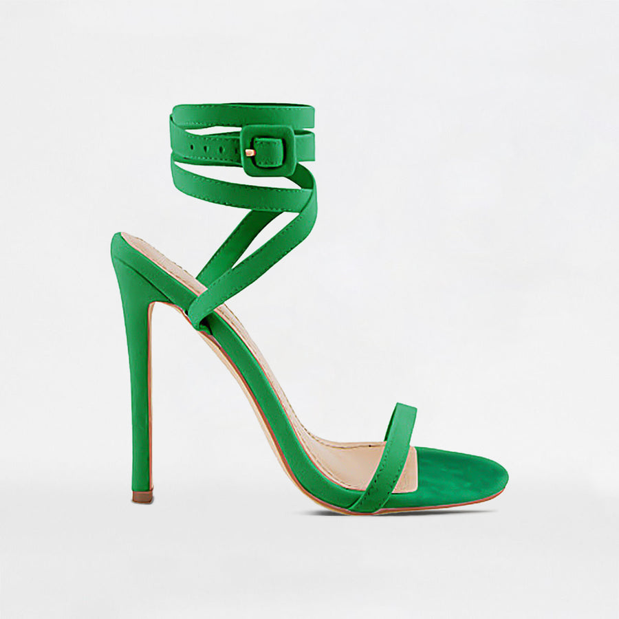 green strap heels