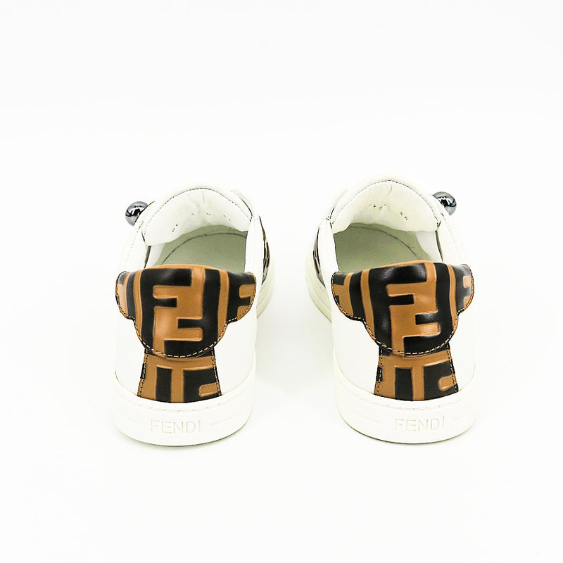 fendi pearland leather sneakers with ff strap