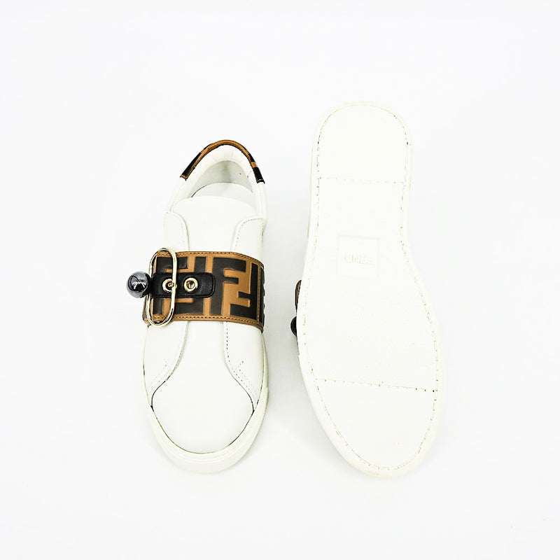 Fendi Pearland Leather Sneakers with FF 