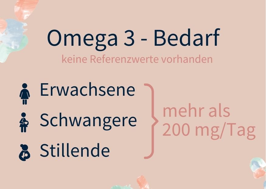 Omega-3-Bedarf Erwachsene Schwangere Stillende mehr als 200 mg pro Tag vegane Schwangerschaft