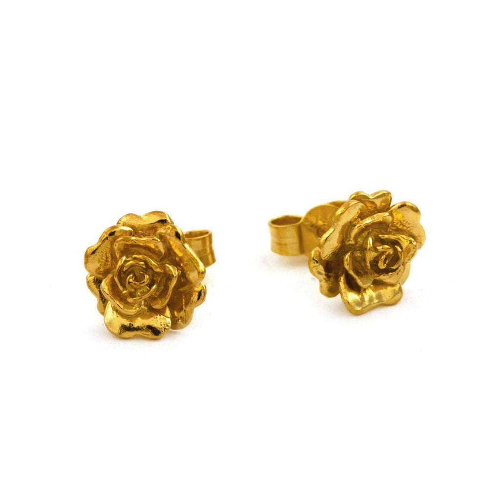 Alex Monroe Rosa Damasca Stud Earrings | Gold Pate | Sterling Silver