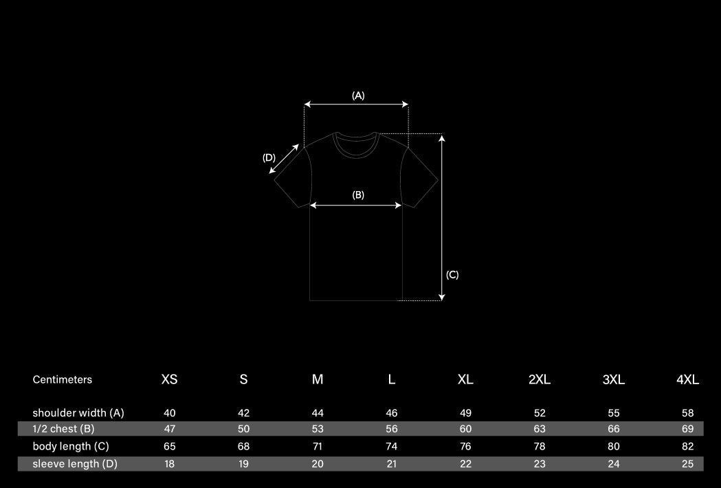 T-shirt Size Chart