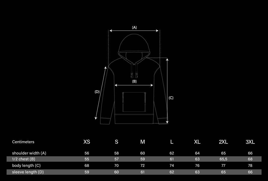 Tech Hoodie Size Chart