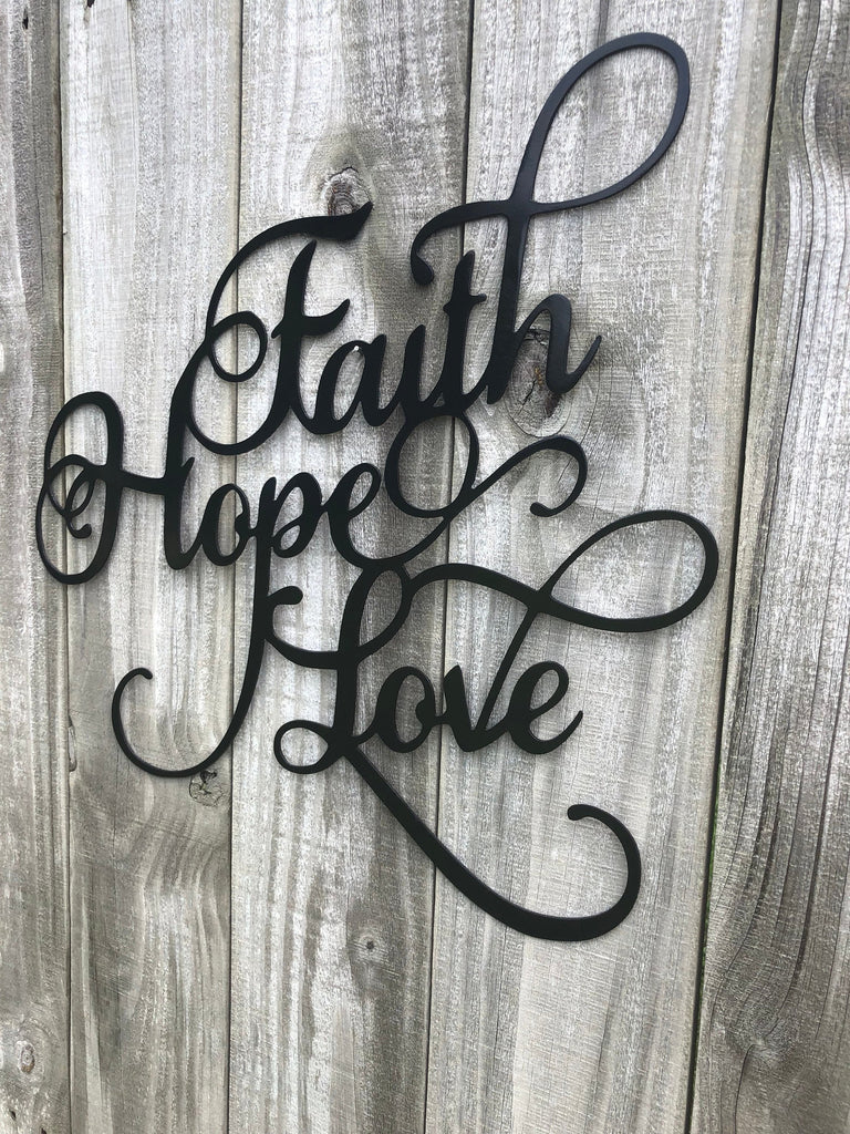 Faith Hope Love Word Art Mind Bending Metal Art