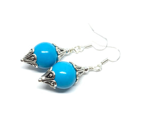 Blue Magnesite Genuine Stone Handmade Earrings FREE SHIPPING