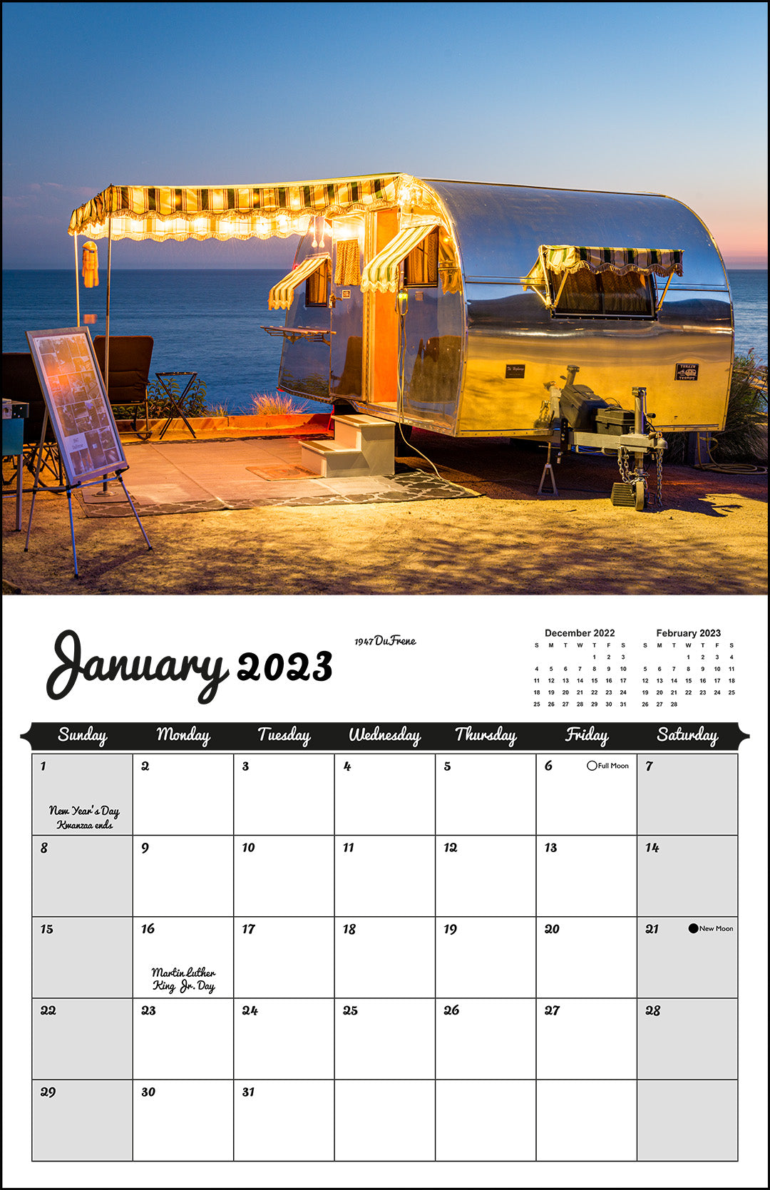 WALL CALENDAR "Vintage Nights 2023" Vintage Travel Trailers Think Vista