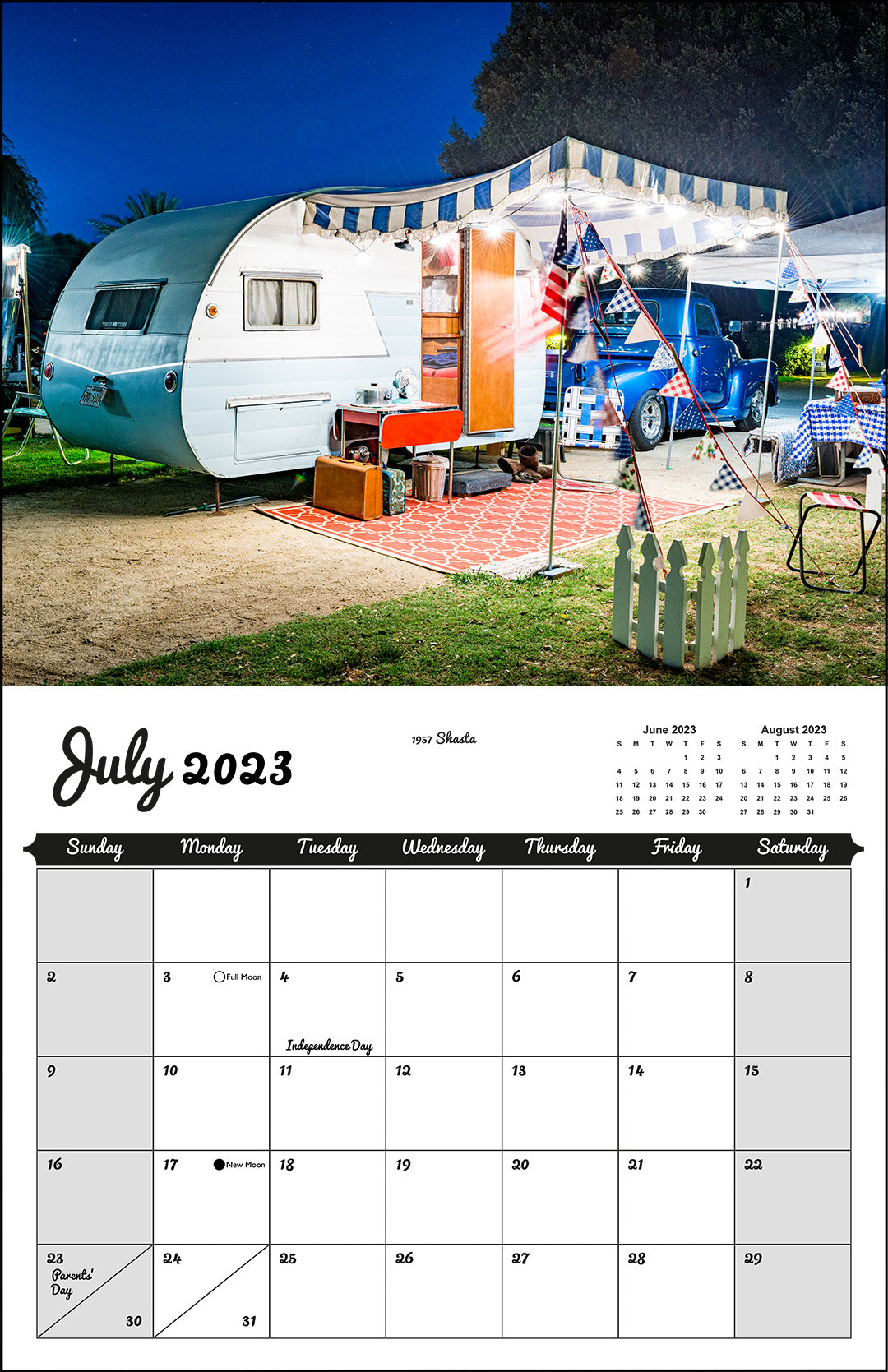 WALL CALENDAR "Vintage Nights 2023" Vintage Travel Trailers Think Vista