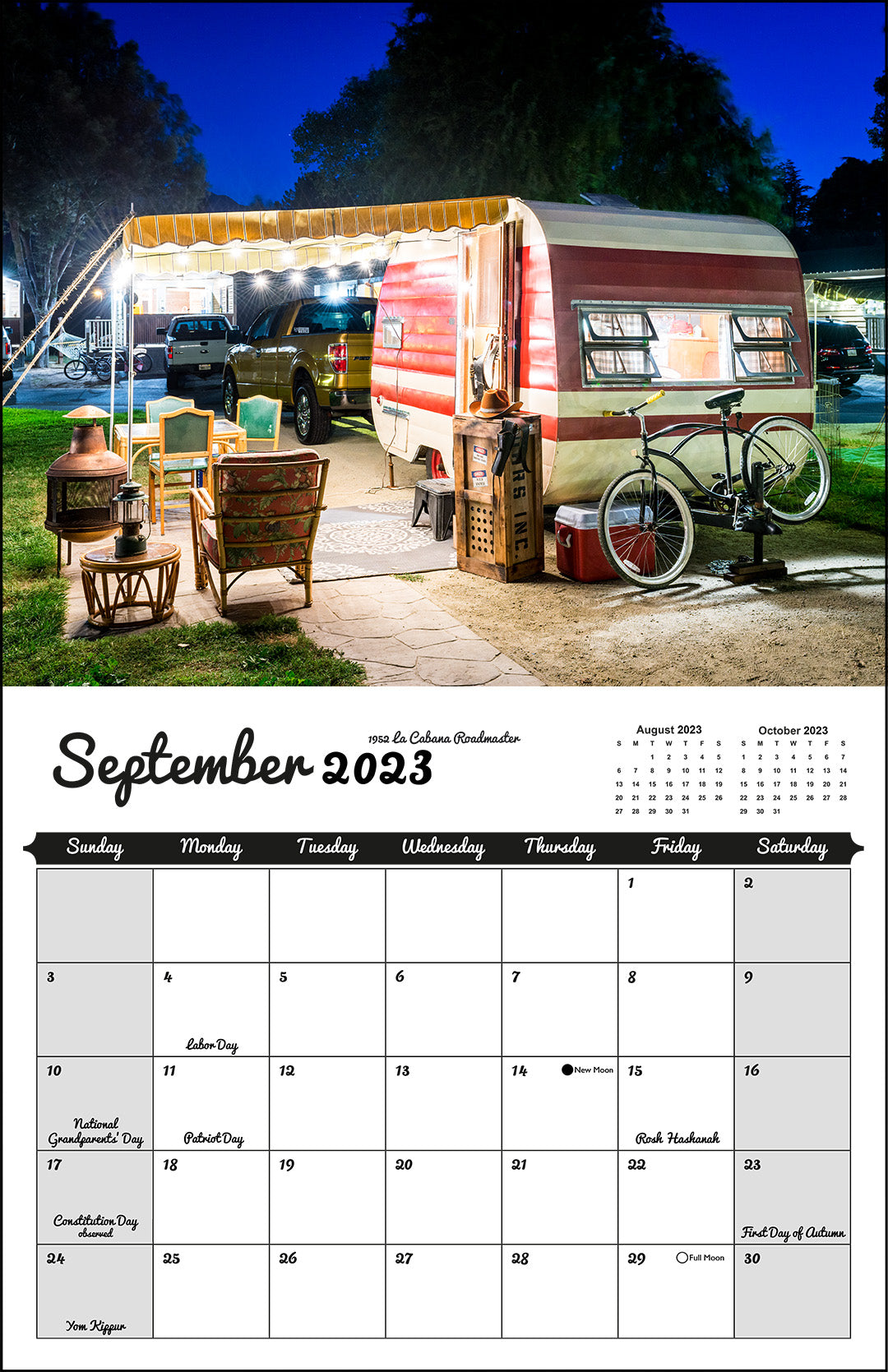 WALL CALENDAR "Vintage Nights 2023" Vintage Travel Trailers Think Vista