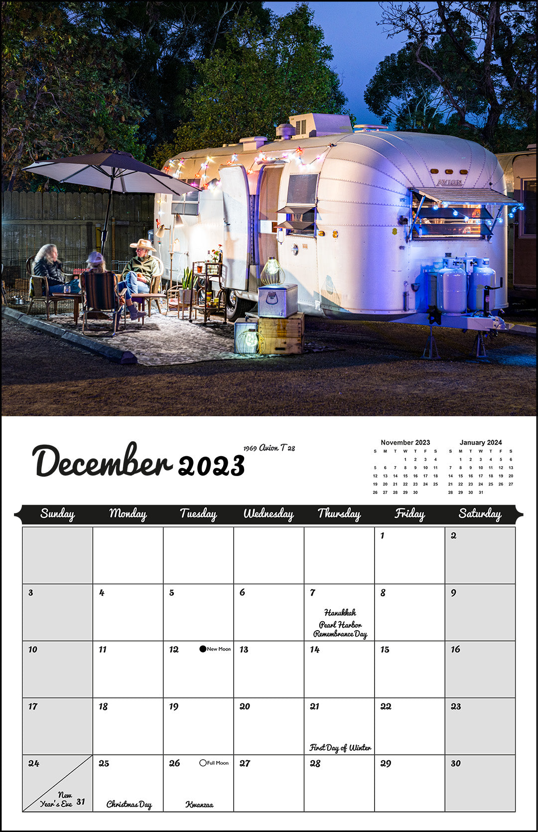 WALL CALENDAR "Vintage Nights 2023" Vintage Travel Trailers Think Vista