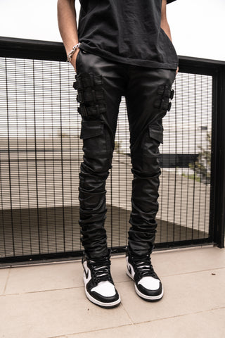 Black Waxed Jeans for Men