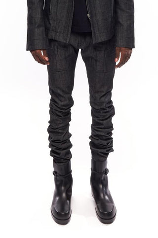 Skinny J-Shape Designer Stacked Jeans Men