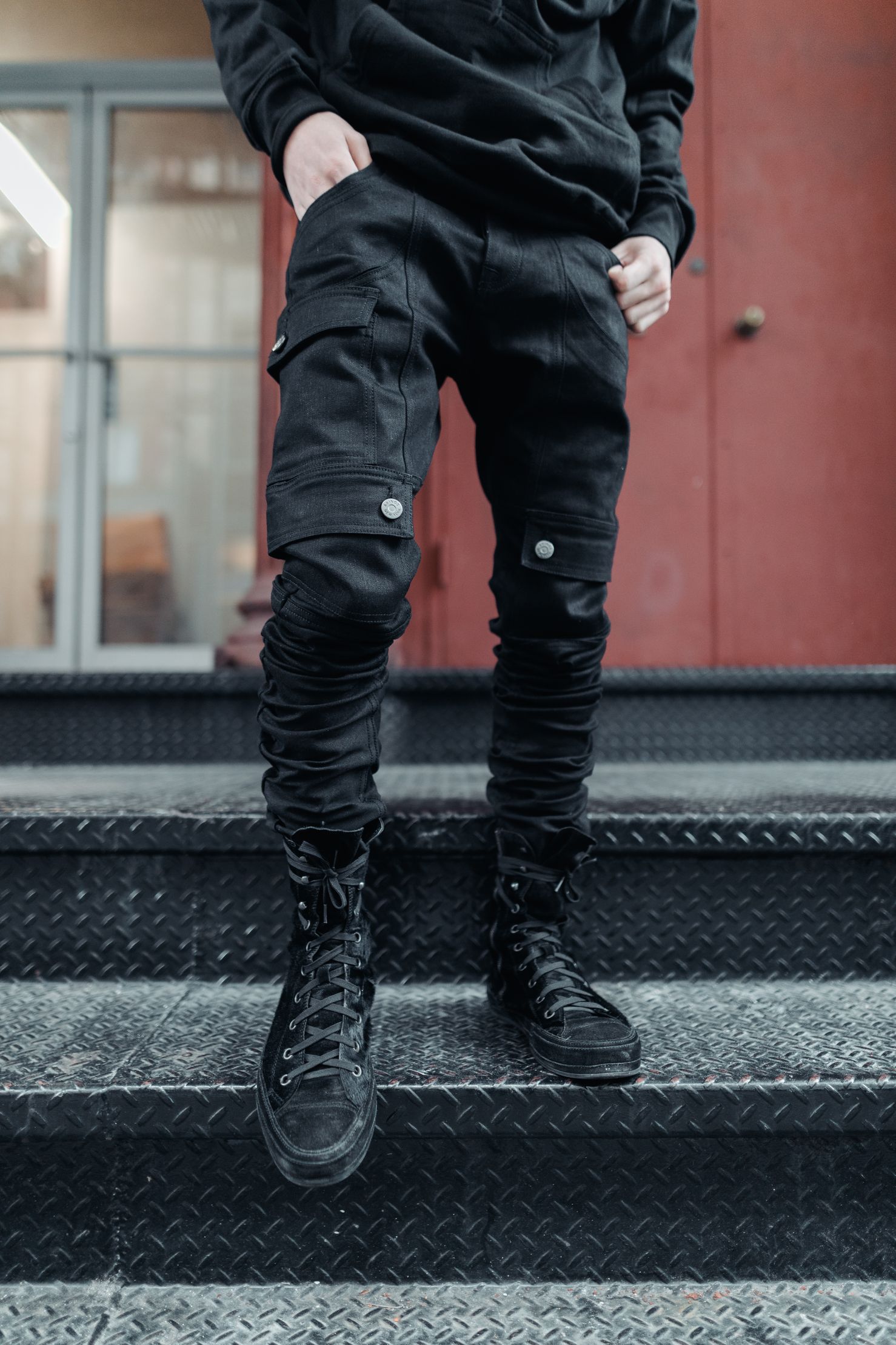 BLACK OMARI STACKED JEANS