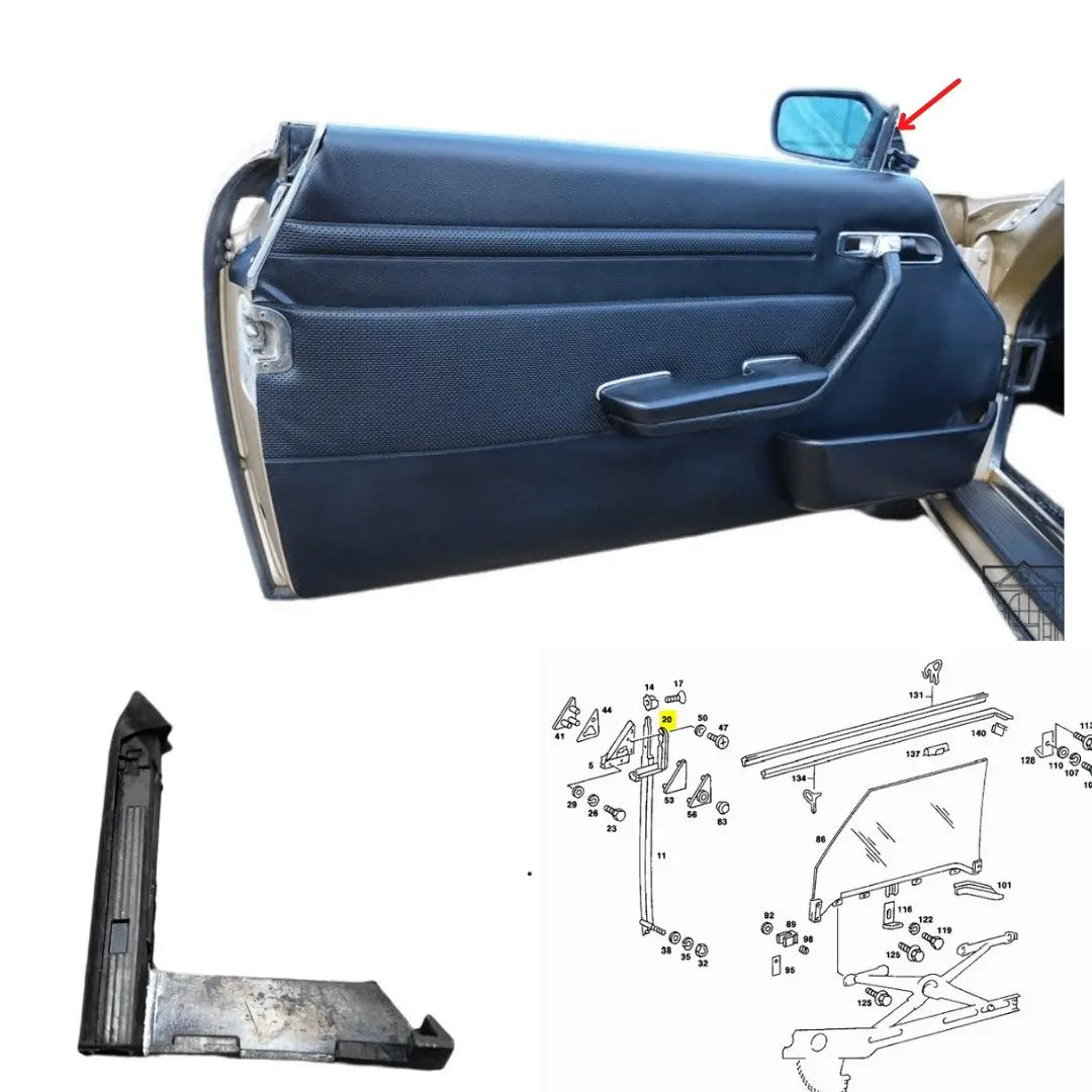 W107 SL SLC Fensterlaufschiene links NEU