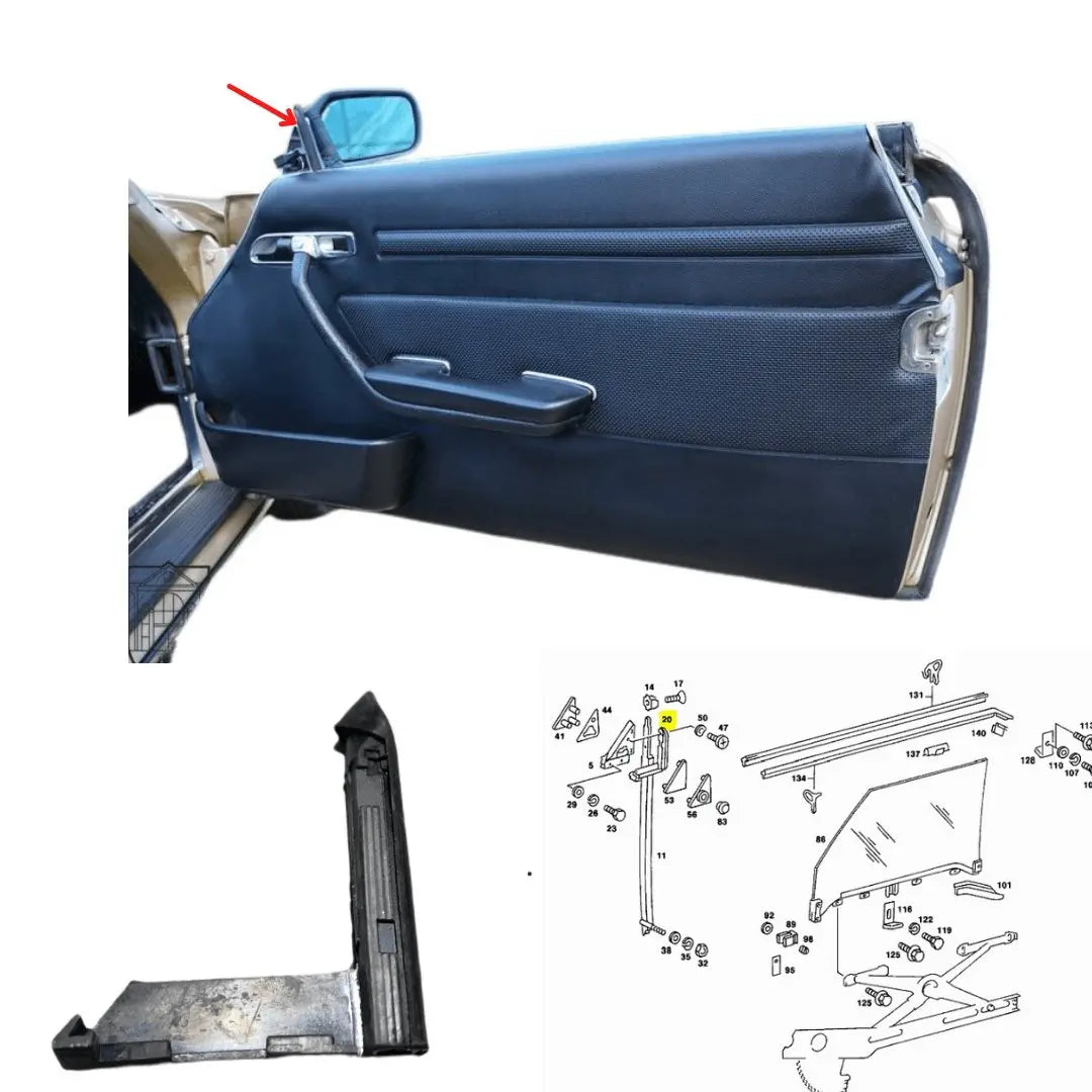 W107 SL SLC Fensterlaufschiene rechts NEU